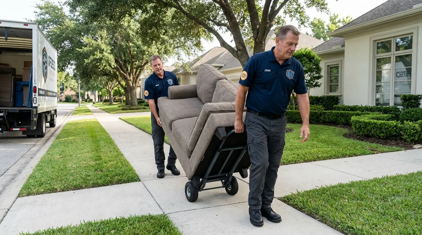 Local residential moving crew loading furniture in Franklin, NE